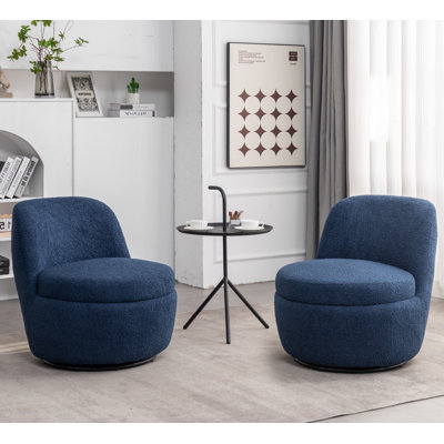 Annielise 26" Wide Polyester Swivel Barrel Chair