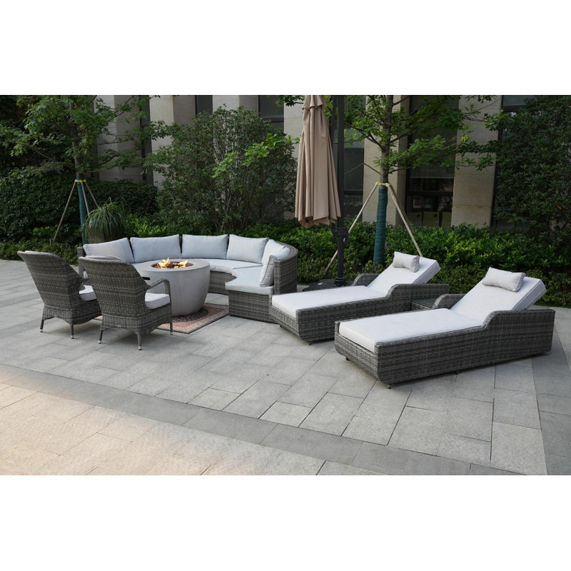 Almanza Wicker 10 - Person Patio Conversation Set with Cushions