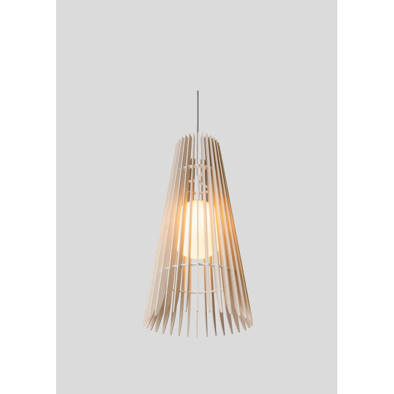 Lex 1 - Light LED Pendant, White, White Washed Oak, 28" H x 13.4" W x 13.4" D