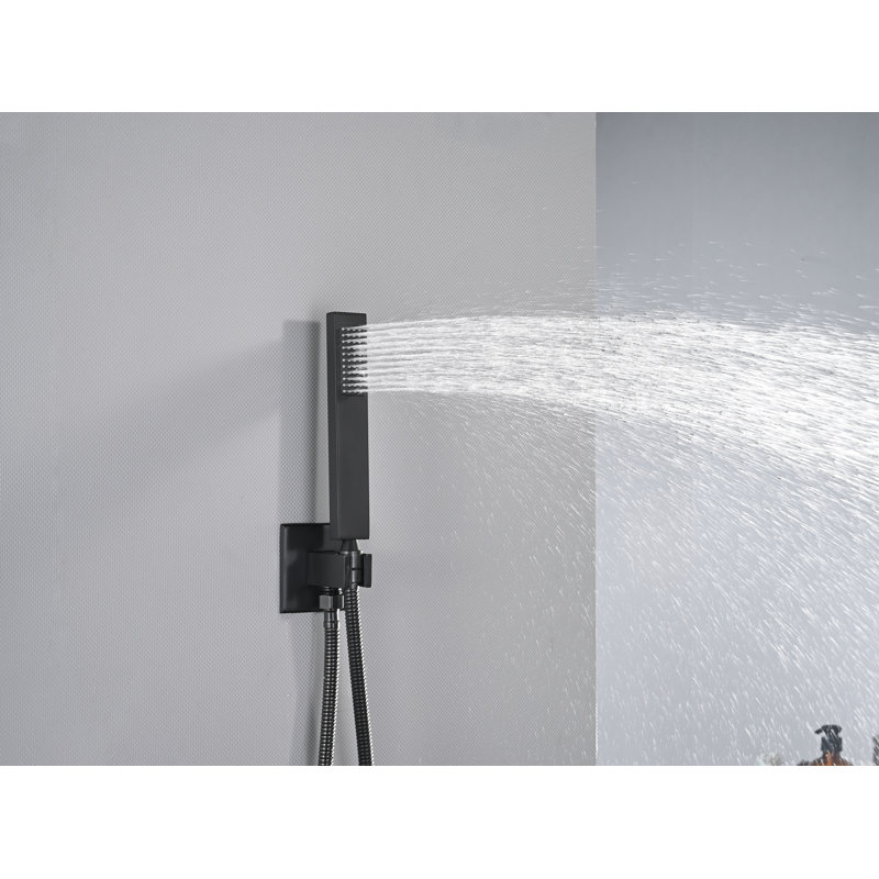 Système de douche complet pour salle de bain à contrôle de volume avec valve brute, Noir mat