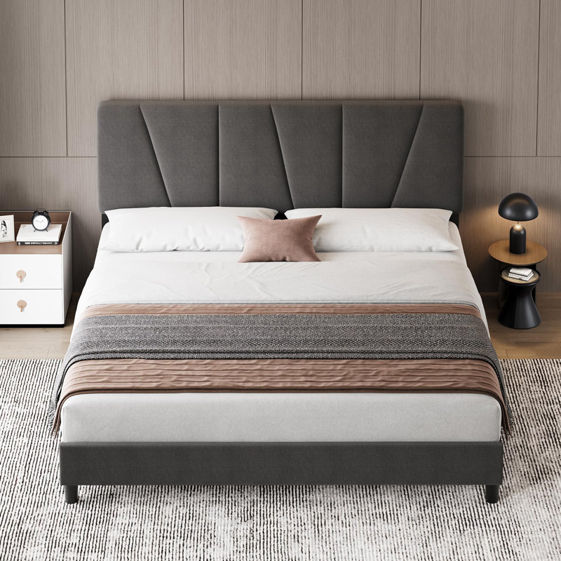 Lit-bateau tapissier Watse, King, Gris foncé