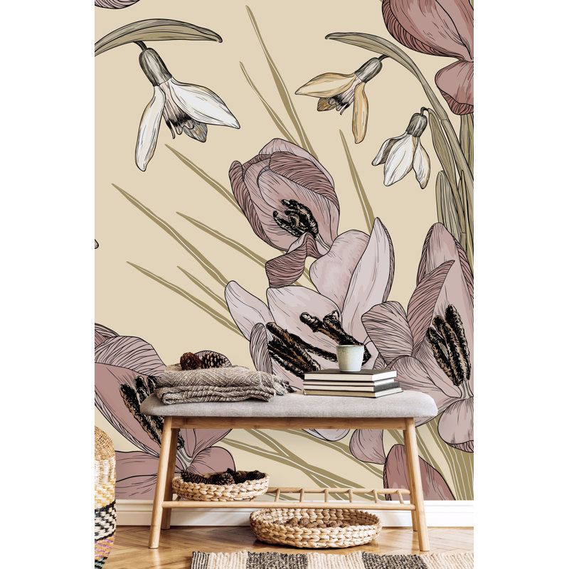 Murale florale, L 125 po x L 125 po