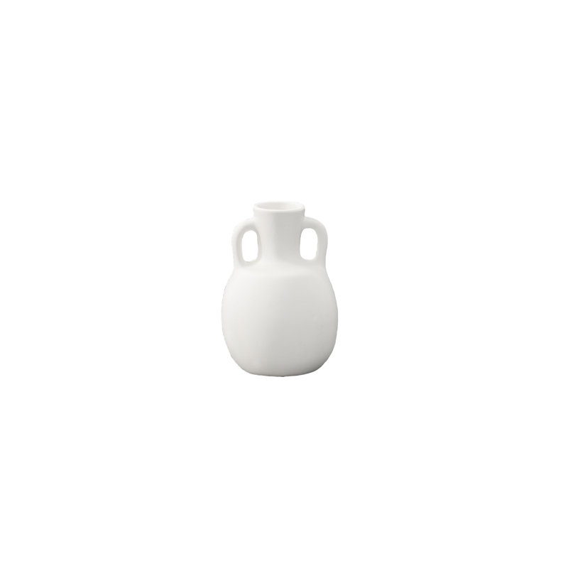 Vase en céramique rond Pelike blanc mat
