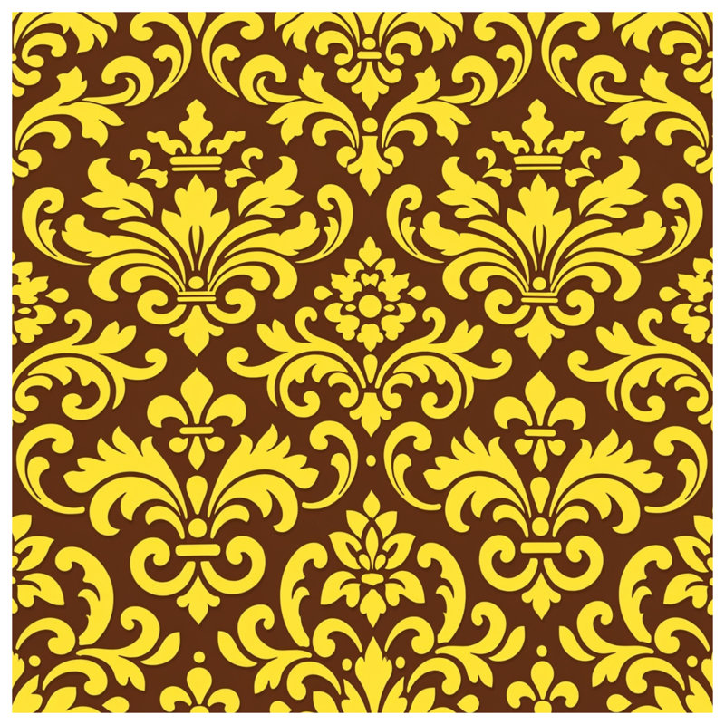 Housses de couette damassées jaunes et brunes, King