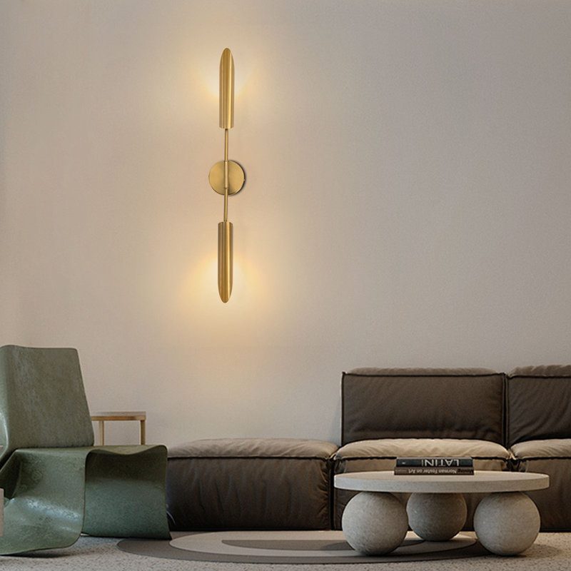 Dual-Head Unique Gold Wall Sconce