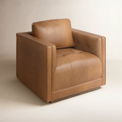 Calabrese Genuine Leather Swivel Armchair