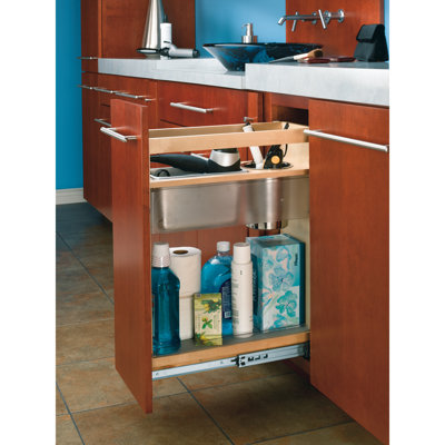 Wood Vanity Cabinet Pullout Grooming Organizer