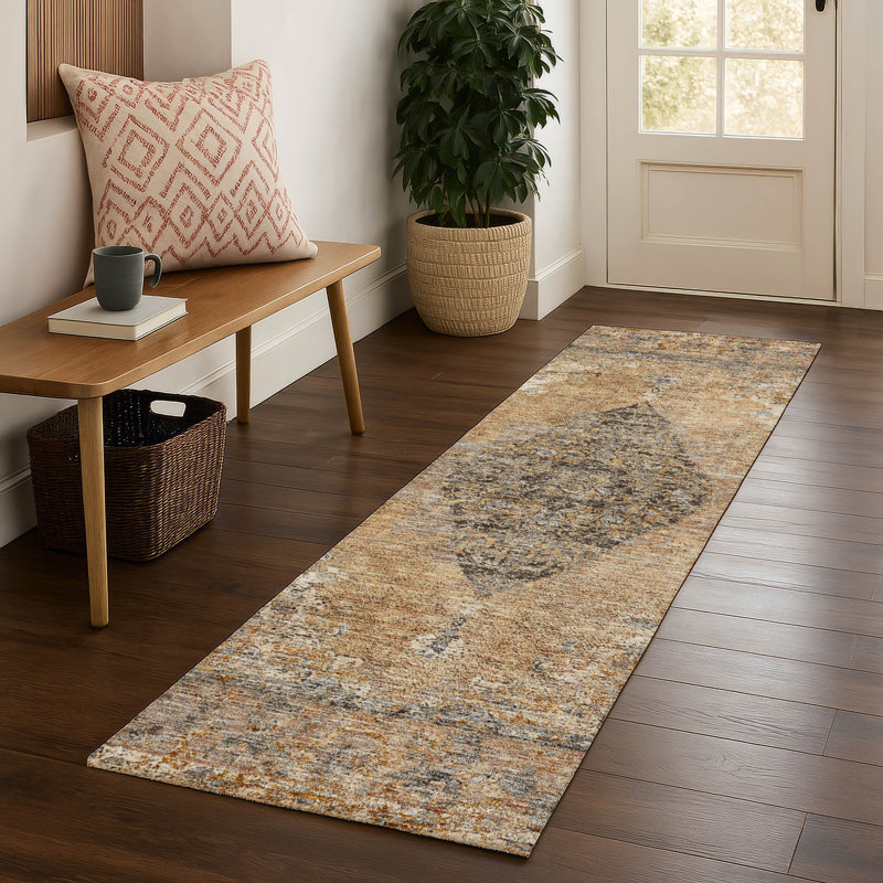 Tapis de qualité supérieure lavable à la machine Mayfield, Cuivre, Tapis de couloir 2 pi 3 po x 7 pi 6 po