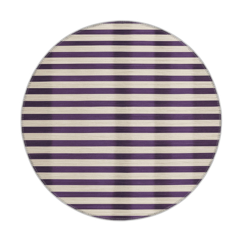 Tapis intérieur / extérieur beige HorizontalStripes, Rond 5 pi