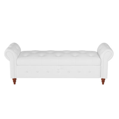 63" Bed Bench Cream White Fabric