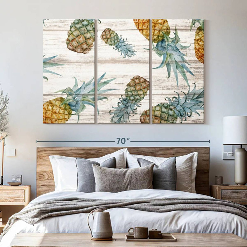 " Pineapple Pattern " by Mulberry Designs 3 - Pieces, 65" H x 42" W x 1.25" D