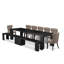 Ensemble de table de salle à manger 9 pièces comprenant une table de cuisine rectangulaire, un banc en bois et 7 chaises de salle à manger en tissu de lin noir brossé-169793487-169793485-169793481