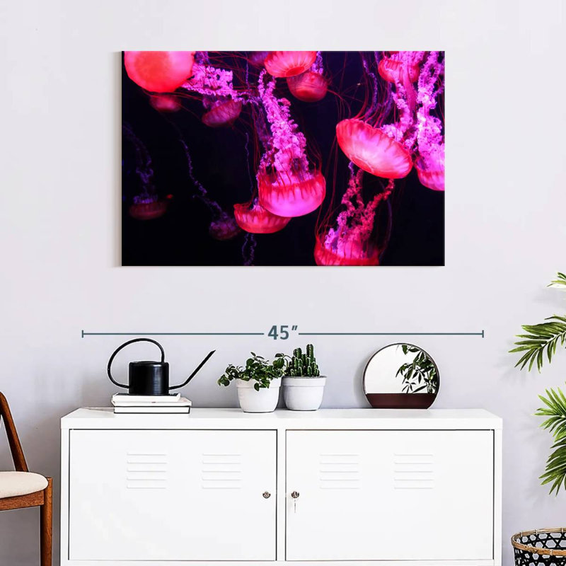 Bright Pink Jellyfish, 24" H x 36" W