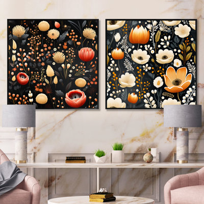 Barnesville - Ensemble de 2 collages carrés botaniques abstraits
