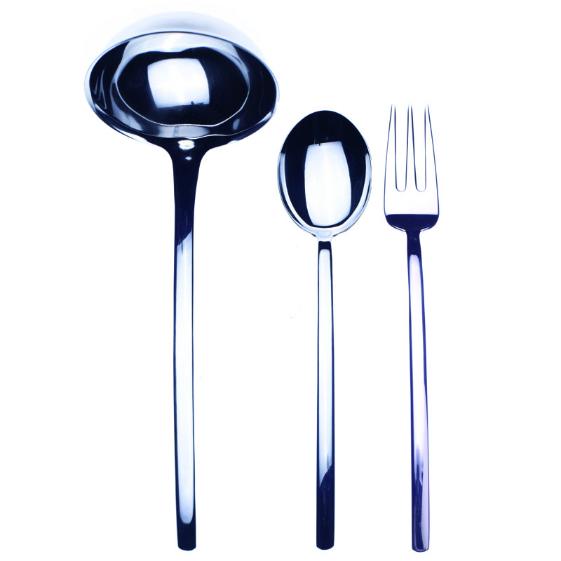 Due 3 - Piece Stainless Steel Hostess Set, Silver, 10" L x 3.7" W