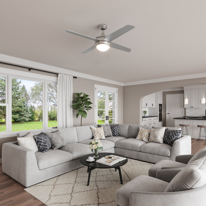 Razo 50" 4-Blade Indoor Ceiling Fan, Brushed Nickel, Brushed Nickel