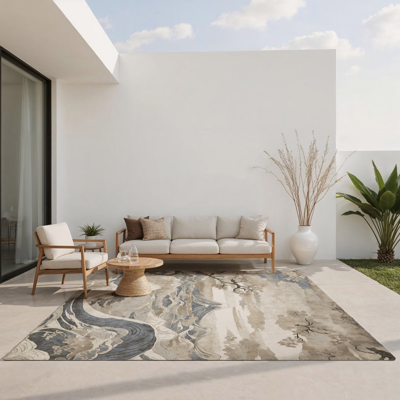 Elegant Waves Indoor And Outdoor Area Rug, Rectangle 4' x 6'