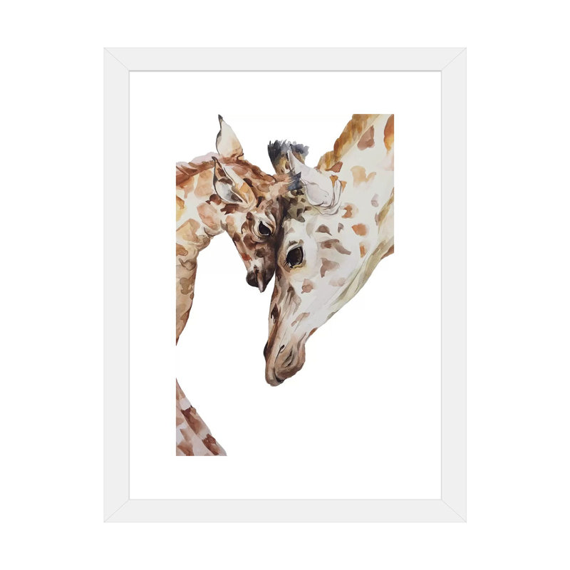 Girafe, H 24 po x l 16 po x P 1 po, Papier encadré blanc