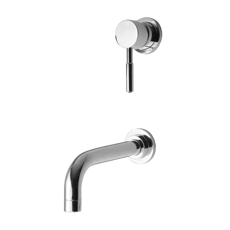 Robinet de salle de bain mural en chrome poli avec robinet à deux trous en laiton massif, robinet de meuble-lavabo à double trou en laiton massif, 2,2 gallons par minute