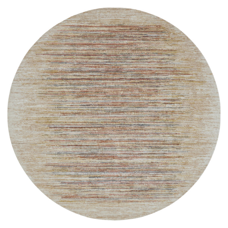 Abstract Stripe Wool Rich Blend Area Rug, Runner 2'6" x 12', Beige/Ivory/Blue/Sand