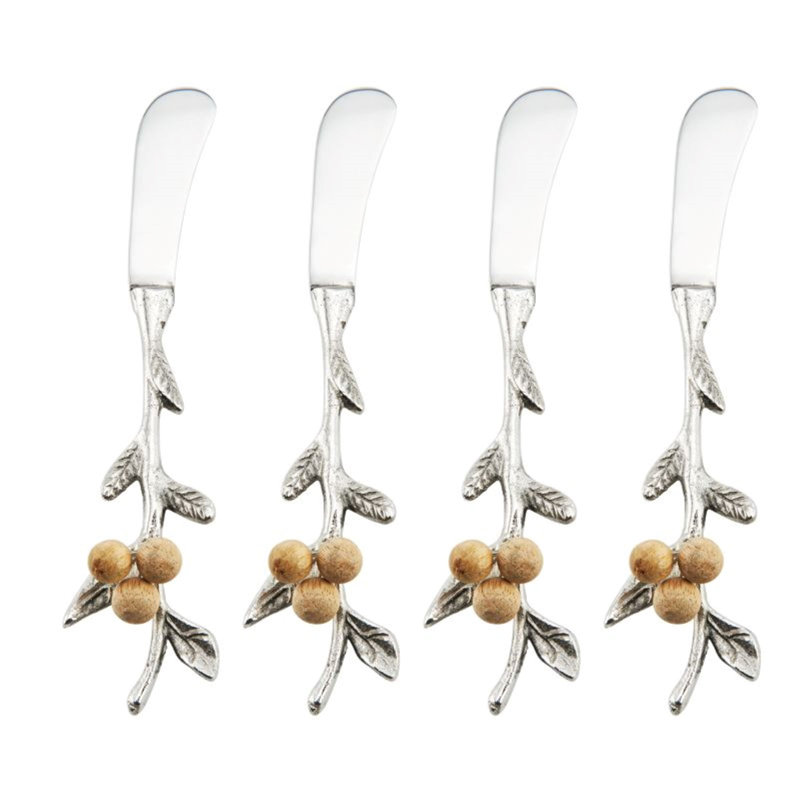 Fitz and Floyd Woodgrove 4-Piece Stainless Steel Canape Knife Set