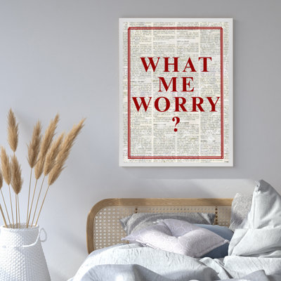 Z Studio Vintage What Me Worry Motivational Wall Art Poster Positive Affirming Quote Decor Inspirational Wall Art For Dorm Room, Office 12 x 16 Inch W