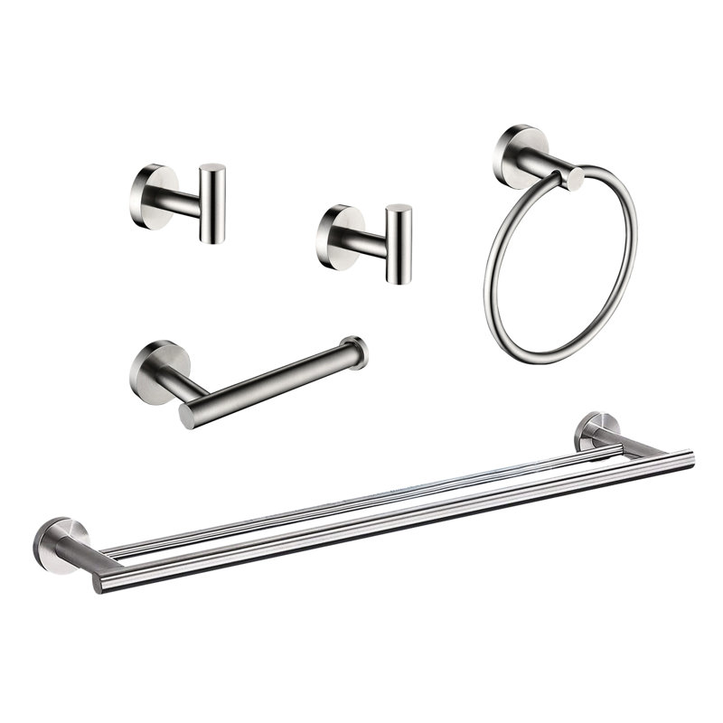 Porte-serviettes de salle de bain 5 pièces - Design moderne en aluminium à fixation murale pour chambre à coucher