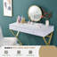 Bureau de coiffeuse avec miroir et plateau à bijoux - Finition blanche et or