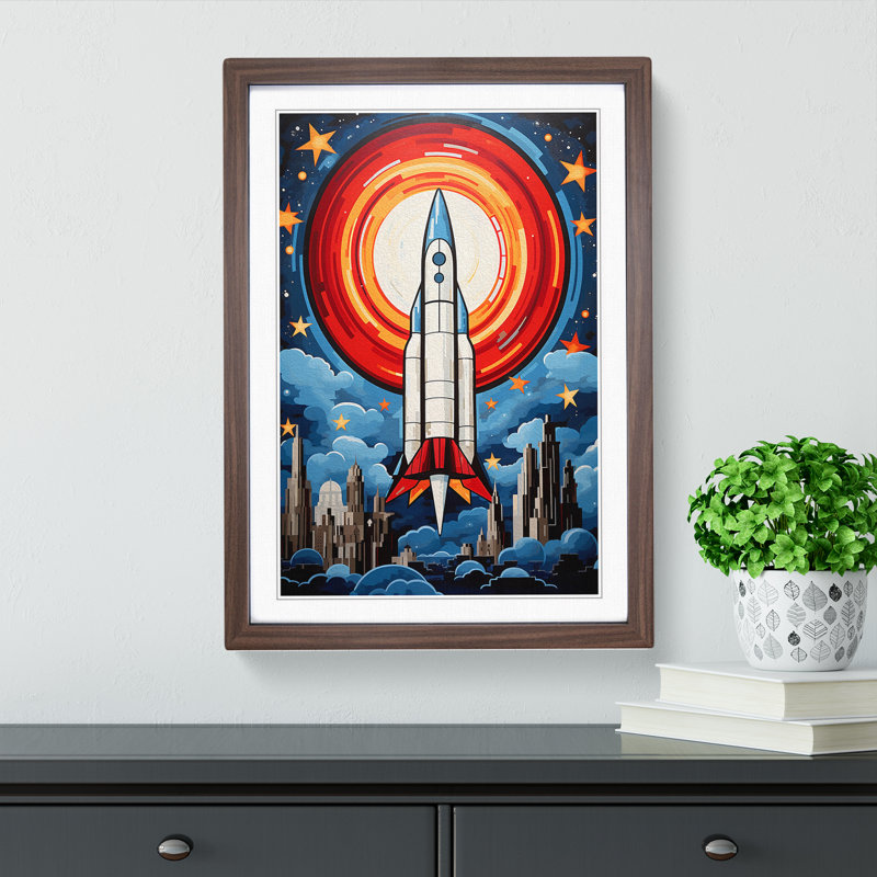 Rocket Expressionism 1 Piece Single Picture Frame Wall Art, 34cm H x 25cm W x 2cm D, Walnut