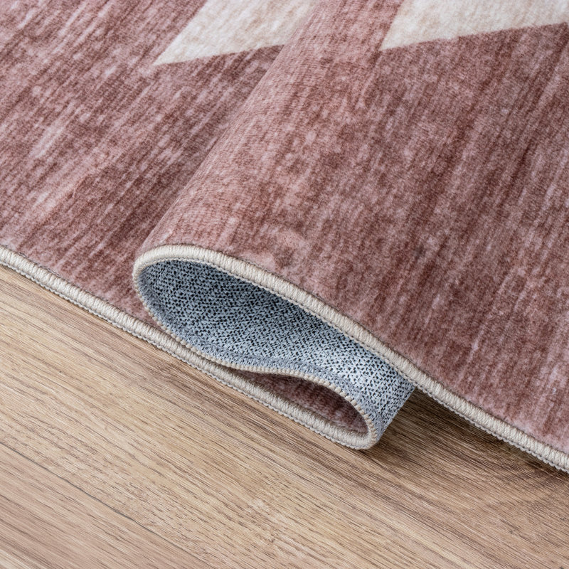 Tapis antidérapant Peyton Minimalist, Rose Clay/Cream, Rectangle 3' x 5'