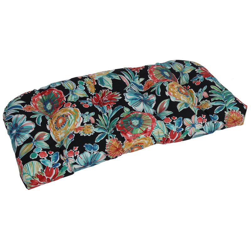42-Inch By 19-Inch Rounded Back Loveseat Cushion, Black/Colsen Noir Floral