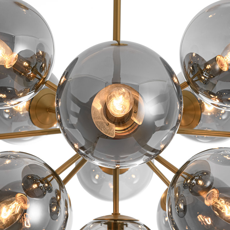 13 - Sputnik Glass Globe Chandelier, Brushed Gold
