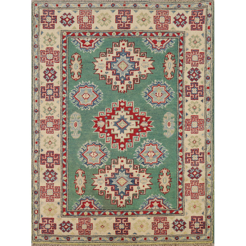 Green Kazak Handmade Accent Rug 3x4