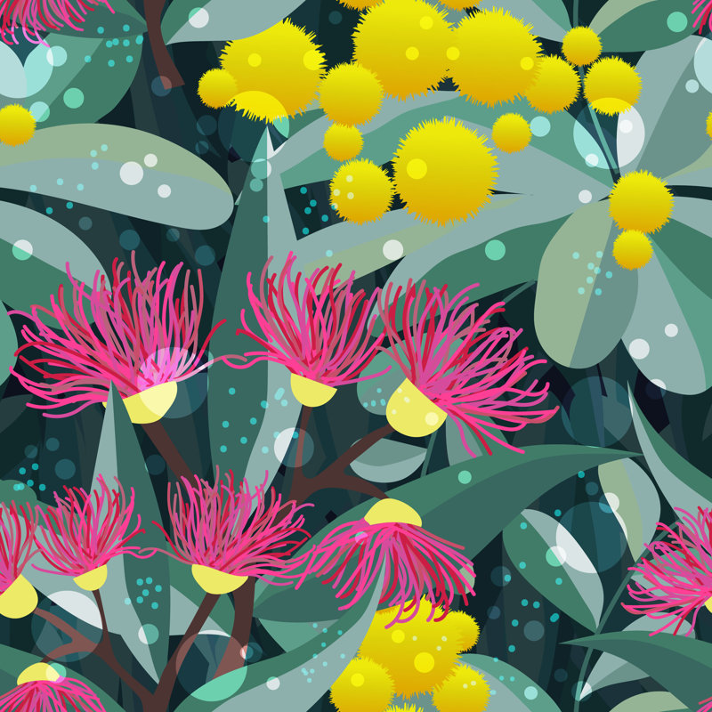 Vector Eucalyptus Gum Tree - Wrapped Canvas Print, 76cm H x 76cm W