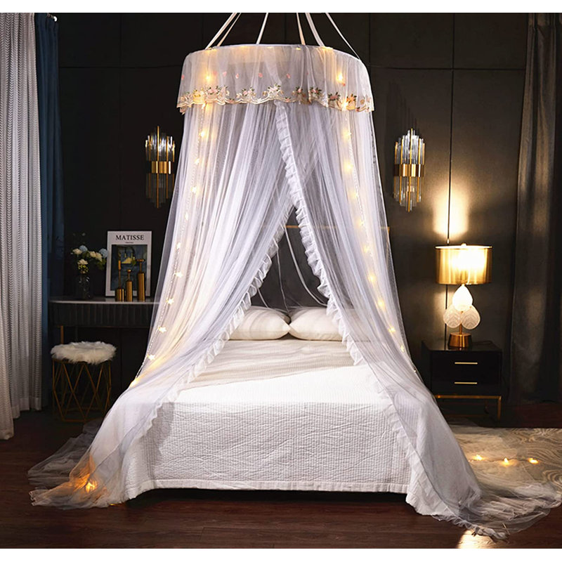Bed Canopy, Gray/White