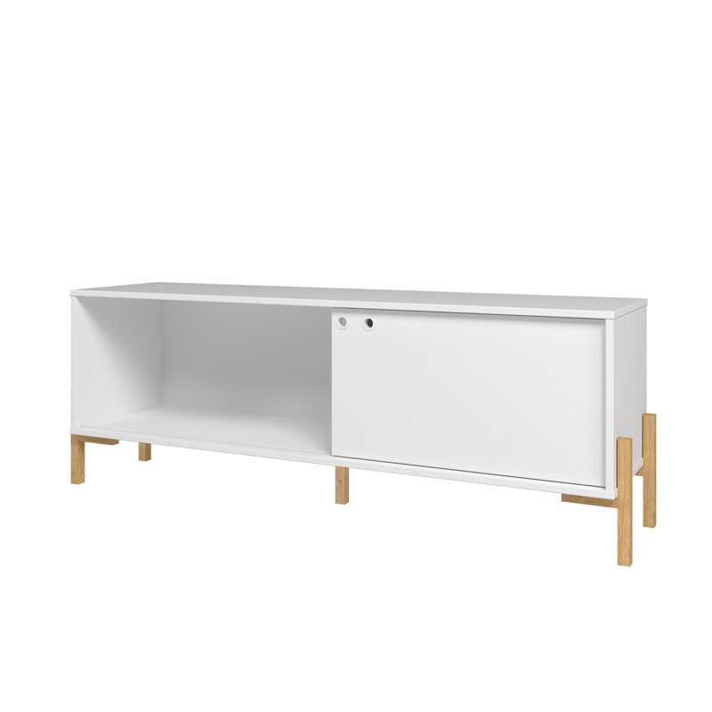Meuble télé Bowery 55,14 po Mid-Century, Blanc