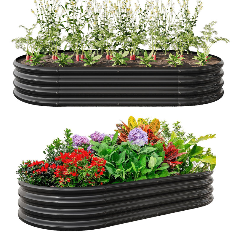 Churdan Metal Raised Garden Bed, 11.4" H x 89" W x 44.6" D, Black