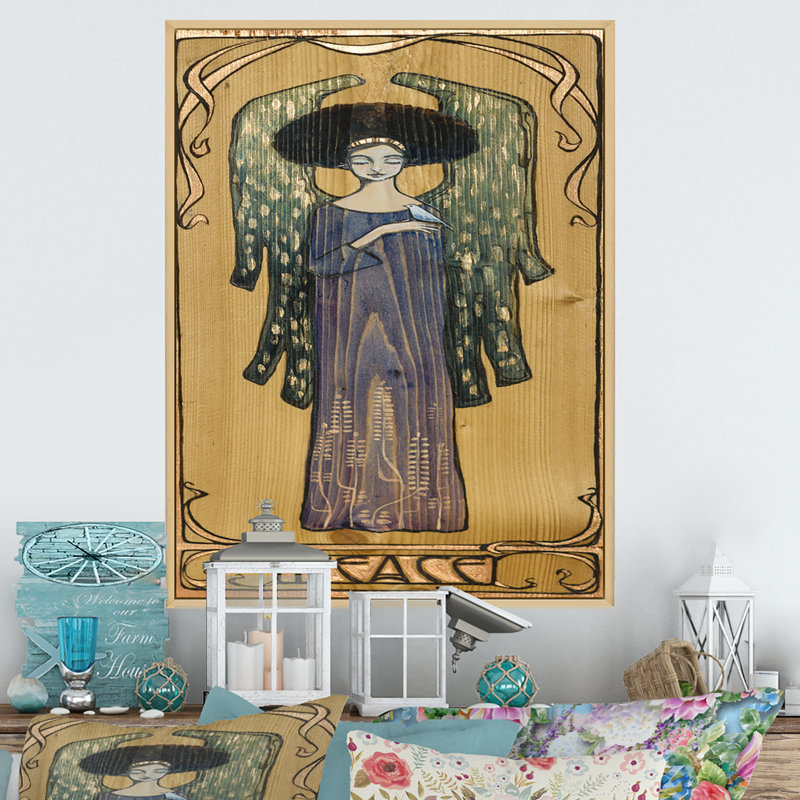 «Imperial Angel Klimt», reproduction d'art sur toile, H 36 po x l 24 po x P 1 po, Toile brune avec cadre flottant