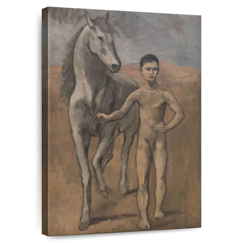 Garçon menant un cheval, H 39 po x l 26 po
