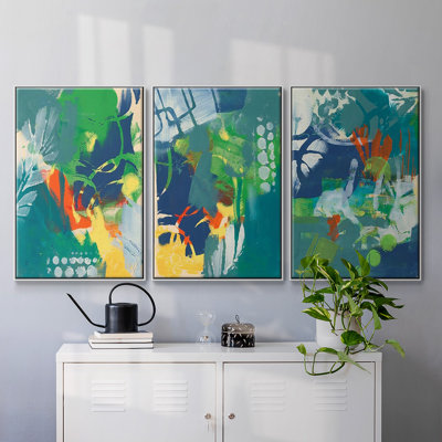 Ensemble de 3 graphiques tropicaux encadrés sur toile I