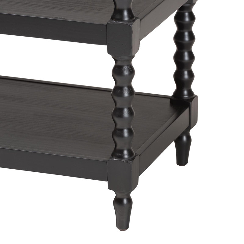 Imogene Black Wood End Table with Turned Legs