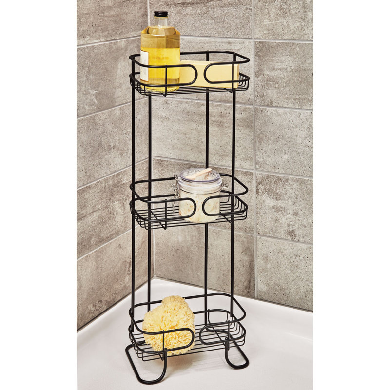 Matte Black Metal Freestanding 3-Tier Bathroom Organizer