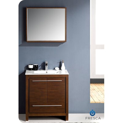 Fresca 30"" Free-Standing Single Sink Bathroom Vanity Set with Mirror -  FVN8130WG