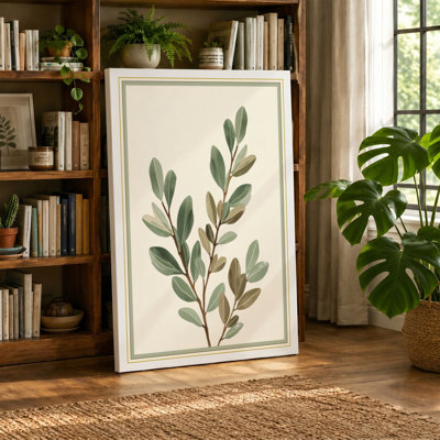 Study in Sage Botanical - Wrapped Canvas