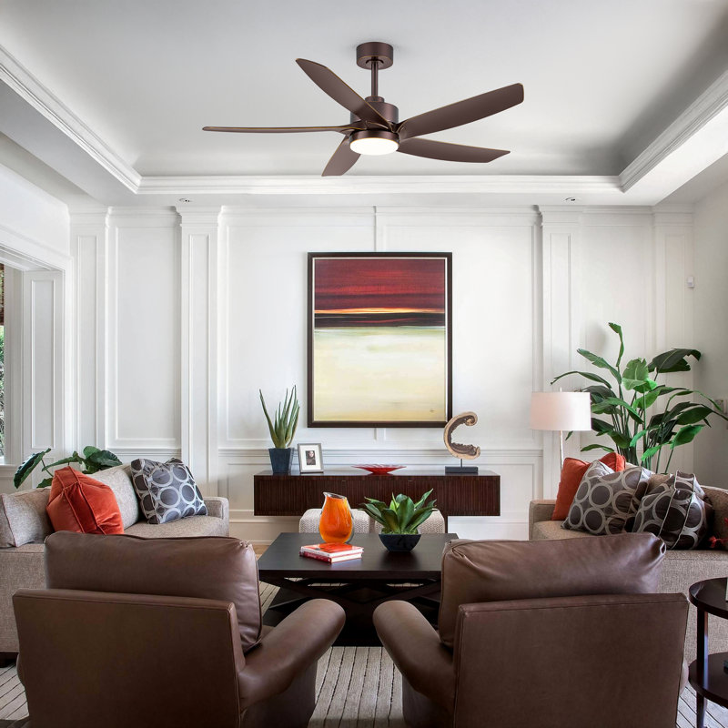 54" Ceiling Fans With Lights, Modern Ceiling Fan With Remote, Farmhouse Indoor Ceiling Fan With Blades, Quiet & Strong Motor With Bright LED Light