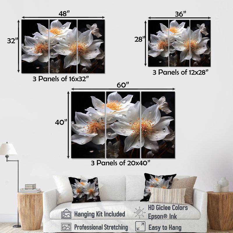 Ensemble de salon Coral Underwater Flowers III - Coastal Coral Under Water, Toile tendue, H 28 po x l 36 po x P 1 po