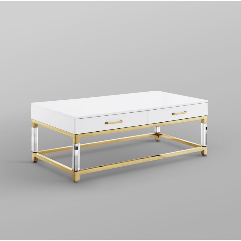 Ungar Coffee Table, White, Gold