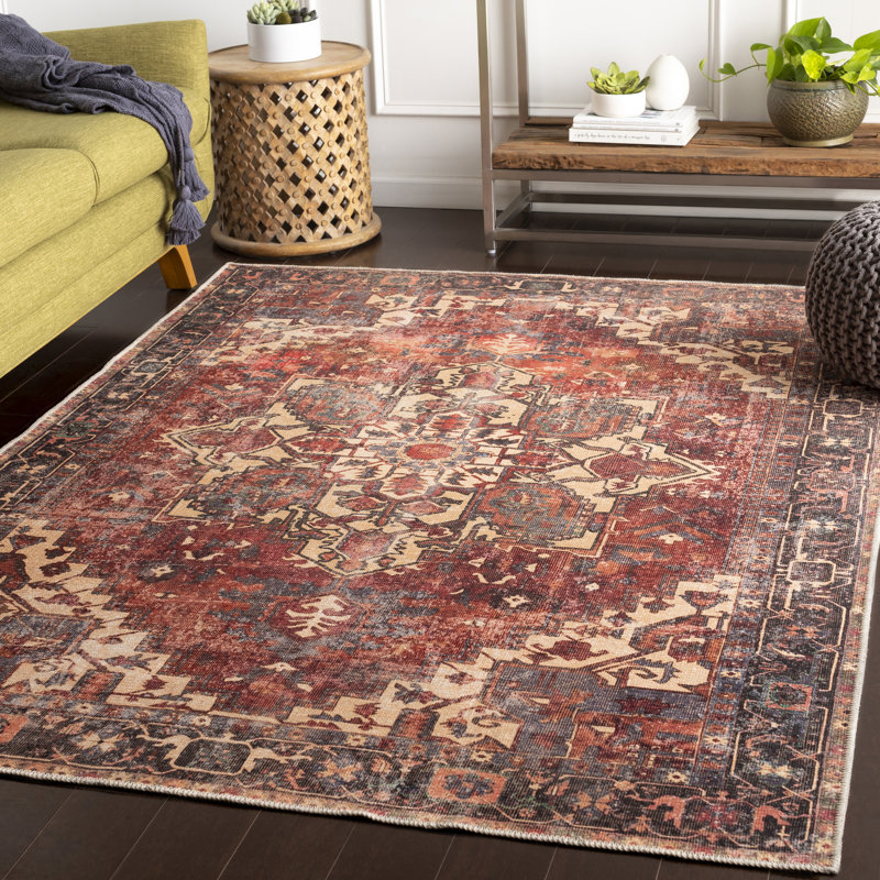 Mya Washable Oriental Indoor Rug, Rectangle 6'7" x 9'