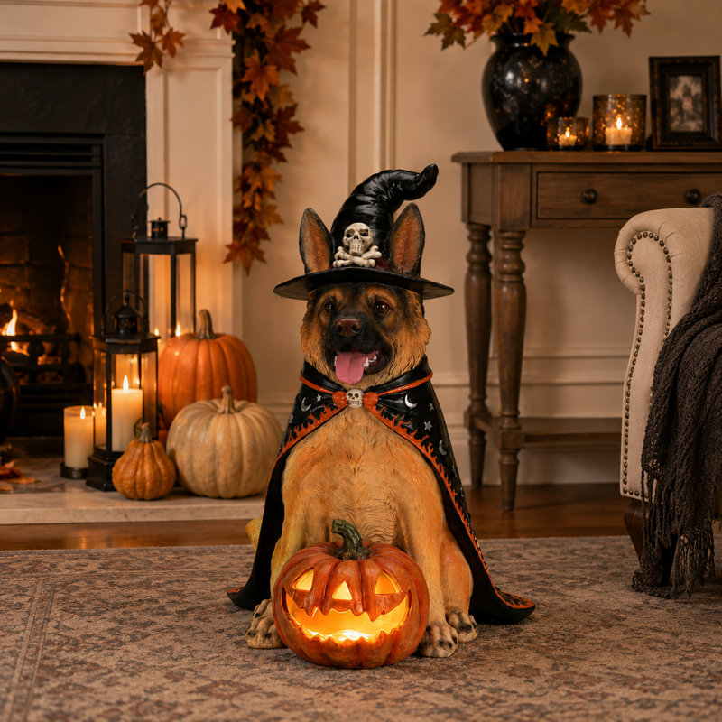 Statue de berger allemand Halloween