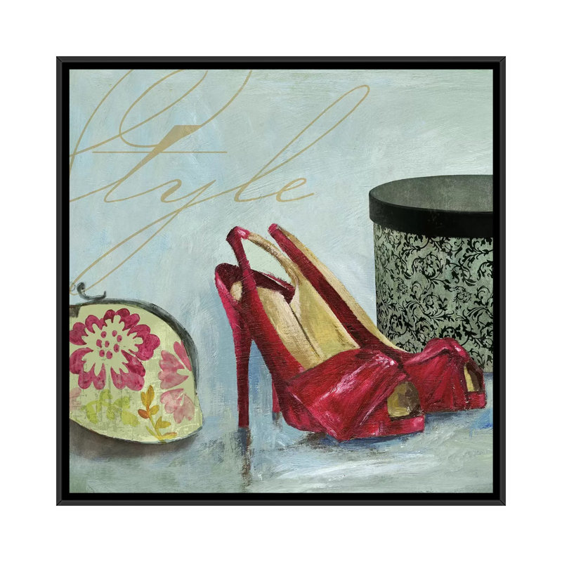 « style chaussures », reproduction sur toile, H 18 po x l 18 po x P 1,5 po, Toile avec cadre noir, Pas de tapis